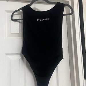 Dimepiece Black Logo High-Cut Bodysuit